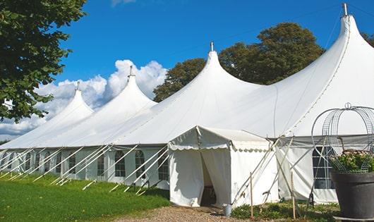 high-quality portable toilets stationed at a wedding, meeting the needs of guests throughout the outdoor reception in Roswell, GA